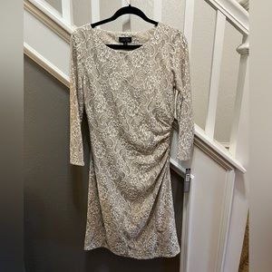 NWT Tahari ASL taupe beige lace dress
